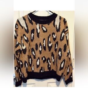 MINKPINK WOMEN'S SMALL OVERSIZED PULLOVER  SWEATER LEOPARD